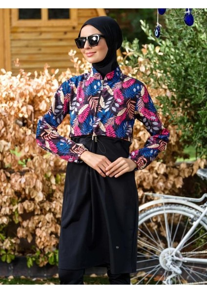 21104 Siyah Dijital Desenli Lycralı Tesettür Mayo fiyatları