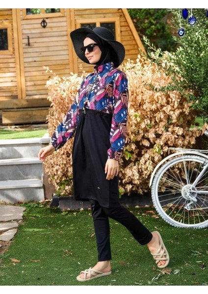 21104 Siyah Dijital Desenli Lycralı Tesettür Mayo indirimleri