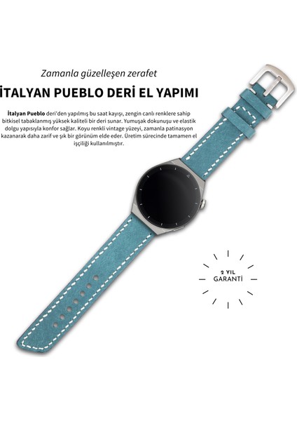 Samsung Watch 22mm Hakiki Deri Kordon Watch 3 Gear S 3 Classic Frontier 45 mm 46 mm Uyumlu Saat Kordonu Deri Kayış Mavi indirimleri