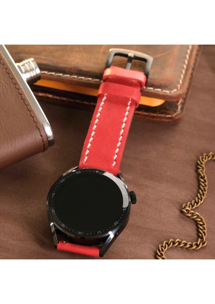 Hakiki Deri Klasik Saat Kordonu ( 20MM ) Fossil Diesel Lacoste Casio Armani Tissot Nacar Klasik Saat Kordonu Kırmızı Deri Kayış