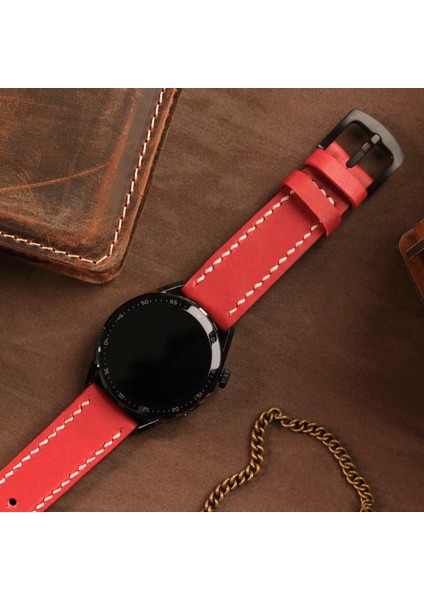 Hakiki Deri Klasik Saat Kordonu ( 20MM ) Fossil Diesel Lacoste Casio Armani Tissot Nacar Klasik Saat Kordonu Kırmızı Deri Kayış