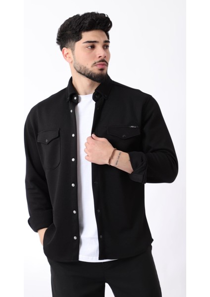 Çift Cep Kapaklı Örme Gömlek Xc U16805_40335