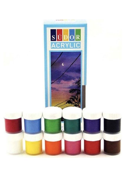 12 Renk Akrilik Boya Seti 25X35 Tuval Ipek Fırça Seti 12X20 ml