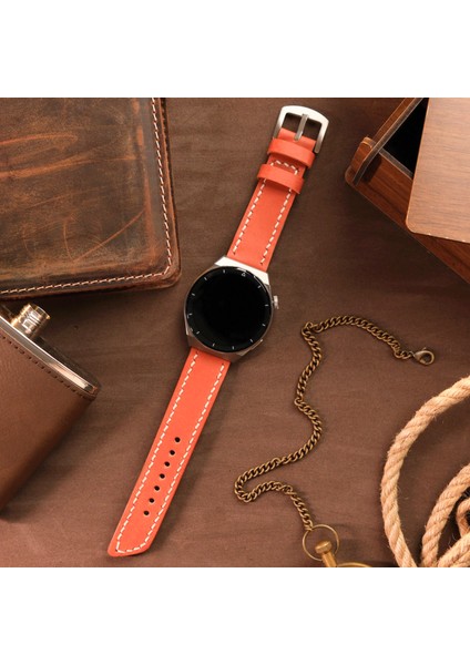 Samsung Watch 22mm Kordon Watch 3 Gear S 3 Classic Frontier 45 mm 46 mm Uyumlu Hakiki Deri Saat Kordonu Turuncu Deri Kayış fiyatları