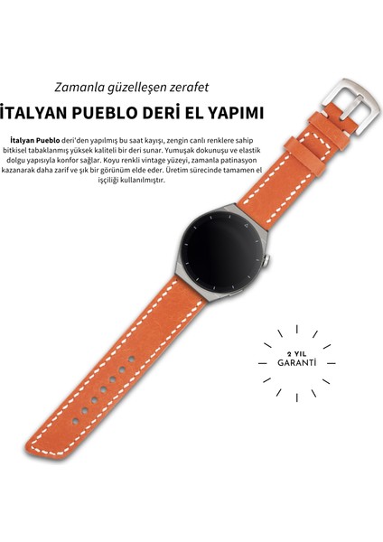 Samsung Watch 22mm Kordon Watch 3 Gear S 3 Classic Frontier 45 mm 46 mm Uyumlu Hakiki Deri Saat Kordonu Turuncu Deri Kayış indirimleri