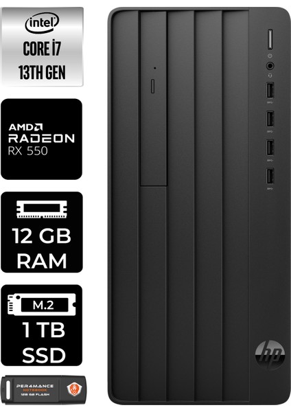 Pro Tower 290 G9 Intel Core I7 13700 12GB 1tb SSD RX550/4GB Fdos 8T2X1ES Masaüstü Bilgisayar & Per4 USB Bellek 8T2X1ESP308