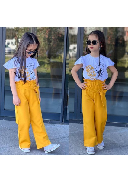 Lolipop Kids Store Kız Çocuk Kalpli Tişört Pantolon Takım