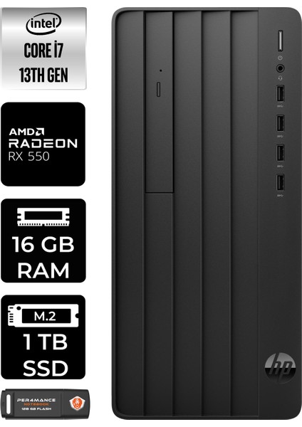 Pro Tower 290 G9 Intel Core I7 13700 16GB 1tb SSD RX550/4GB Fdos 8T2X2ES Masaüstü Bilgisayar & Per4 USB Bellek 8T2X2ESP313