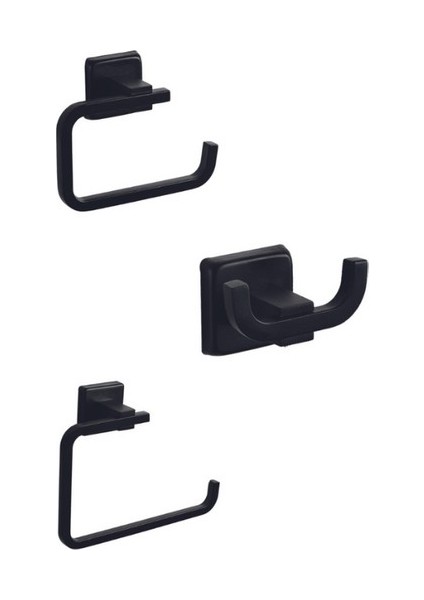 Time Siyah 3.lü Aksesuar Banyo Seti