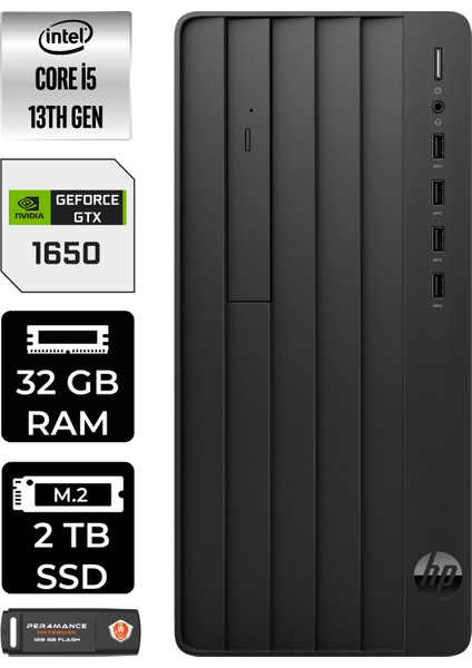Pro Tower 290 G9 Intel Core I5 13500 32GB 2tb SSD GTX1650/4GB W11H 8T2W9ES Masaüstü Bilgisayar & Per4 USB Bellek 8T2W9ESP379