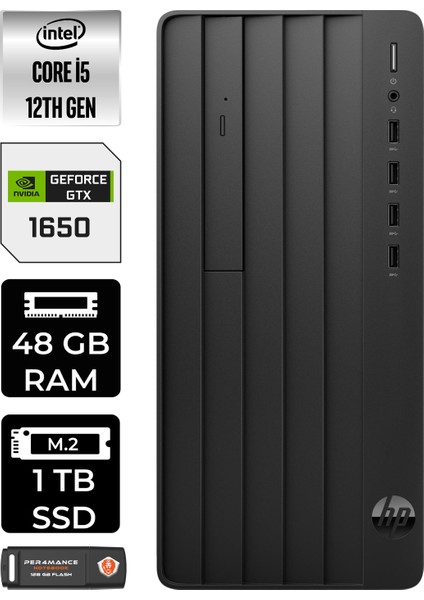 Pro Tower 290 G9 Intel Core I5 12500 48GB 1tb SSD GTX1650/4GB W11P 6D3A5EA Masaüstü Bilgisayar & Per4 USB Bellek 6D3A5EAP443