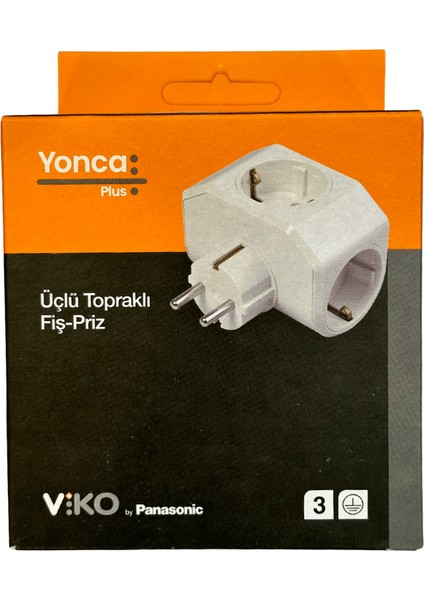 Üçlü Topraklı Fiş Priz Yonca Plus Beyaz (4 Adet)