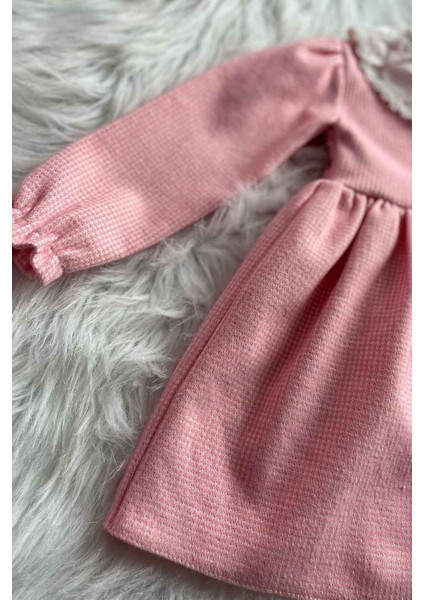 Pembe Triko Kışlık Kız Çocuk Bebek Elbise
