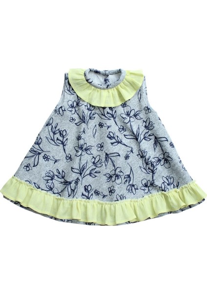 Fırfır Detaylı Kolsuz Gri Sarı Kız Çocuk Bebek Elbise fiyatları