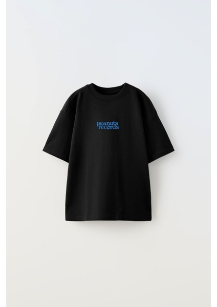 The Champ Peanuts Records Yazılı Köpek Baskılı Siyah Kız Çocuk T-Shirt fiyatları