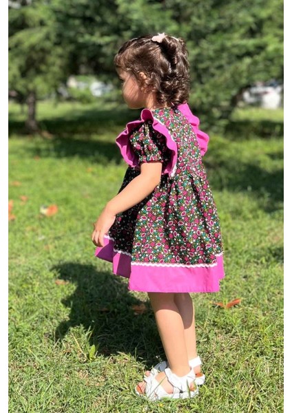 Su Taşı Detaylı Fırfırlı Çiçekli Poplin Kız Çocuk Bebek Elbise fiyatları