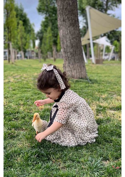 Siyah Kurdele Detaylı Minik Çiçekli Şifon Tül Tasarım Kız Çocuk Bebek Elbise ve Toka Takımı fırsatları