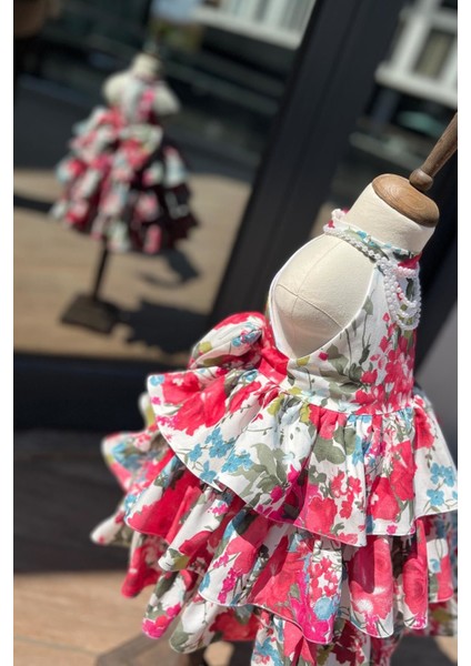 Kat Kat Etek Inci Süslemeli Krep Lotus Abiye Kız Çocuk Bebek Renkli Elbise fiyatları