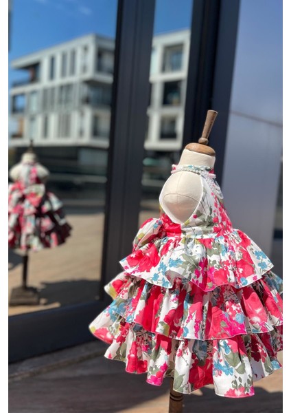 Kat Kat Etek Inci Süslemeli Krep Lotus Abiye Kız Çocuk Bebek Renkli Elbise modelleri