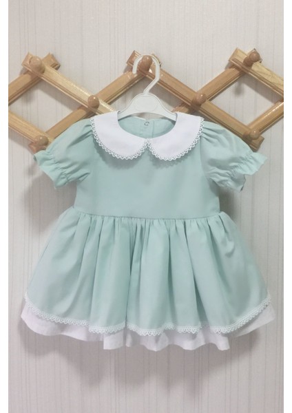 Su Yeşili Bebe Yaka Poplin Kız Çocuk Bebek Elbise fırsatları