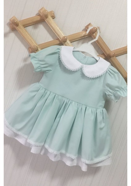 Su Yeşili Bebe Yaka Poplin Kız Çocuk Bebek Elbise indirimleri