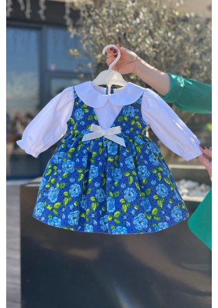 Fiyonklu Kız Çocuk Bebek Pazen Pamuklu Renkli Elbise