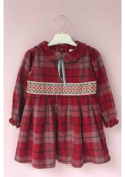 Etnik Detaylı Ekose Oduncu Kız Çocuk Elbise modelleri