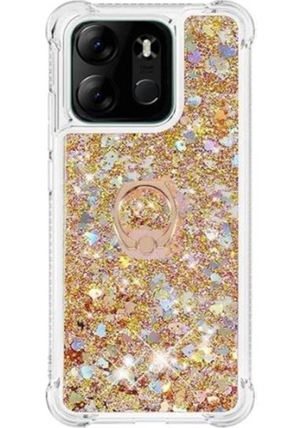 Tecno Spark Go 2023 Kılıf Milce Sulu Yüzüklü Silikon Arka Kapak Gold