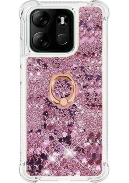 Tecno Spark Go 2023 Kılıf Milce Sulu Yüzüklü Silikon Arka Kapak Pembe