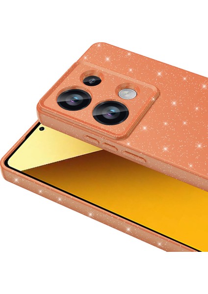 Xiaomi Redmi Note 13 Pro 4g Kılıf Koton Simli Silikon Arka Kapak Kamera Korumalı Turuncu modelleri