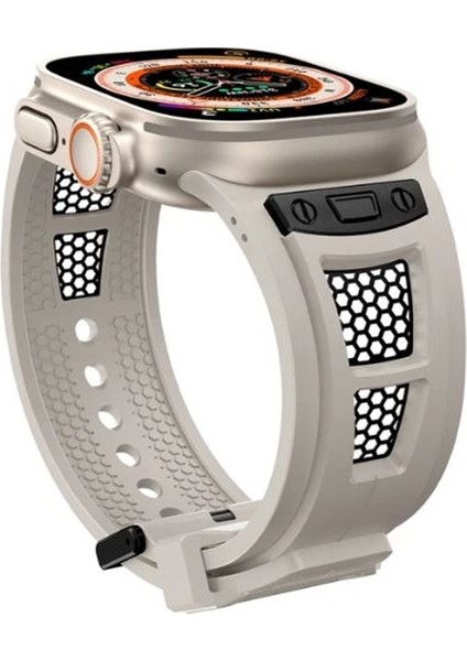 Apple Watch 4 5 42MM Kordon Hava Boşluklu Soft Silikon Krem fiyatları