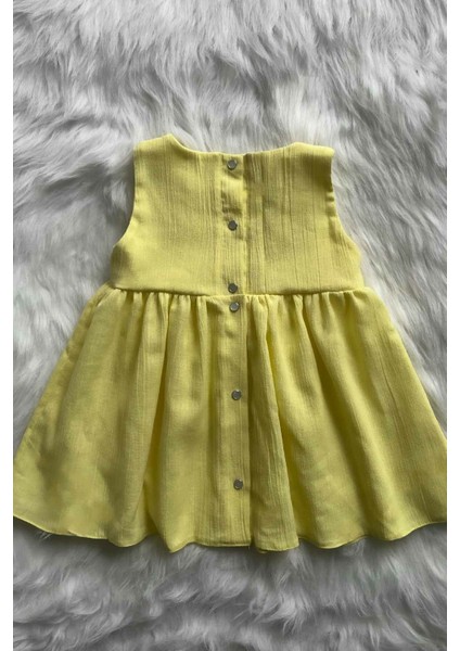 Nakışlı Şile Bezi Sarı Kız Çocuk Bebek Yazlık Pamuk Elbise fiyatları