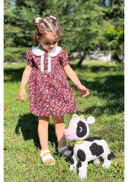 Bebe Yaka Dantel Detaylı Çiçekli Yazlık Kız Çocuk Bebek Pamuklu Elbise fiyatları