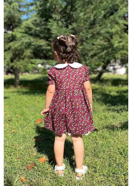 Bebe Yaka Dantel Detaylı Çiçekli Yazlık Kız Çocuk Bebek Pamuklu Elbise modelleri