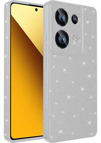 Xiaomi Redmi Note 13 Pro 4g Kılıf Koton Simli Silikon Arka Kapak Kamera Korumalı Gümüş