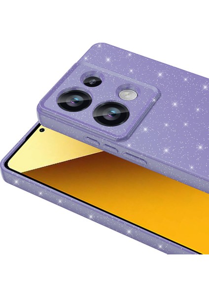Xiaomi Redmi Note 13 Pro 4g Kılıf Koton Simli Silikon Arka Kapak Kamera Korumalı Mor modelleri