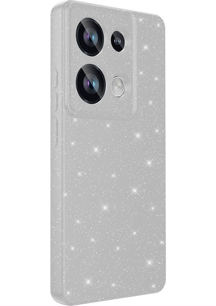 Xiaomi Poco M6 Pro Kılıf Koton Simli Silikon Arka Kapak Kamera Korumalı Gümüş fiyatları