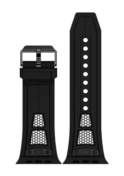 Apple Watch Series 3 4 5 44MM Kordon Hava Boşluklu Soft Silikon Siyah modelleri