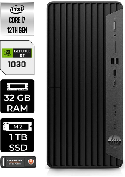 Pro Tower 400 G9 Intel Core I7 12700 32GB 1tb SSD GT730/4GB W11H 6U3M9EA Masaüstü Bilgisayar & Per4 USB Bellek 6U3M9EAP378