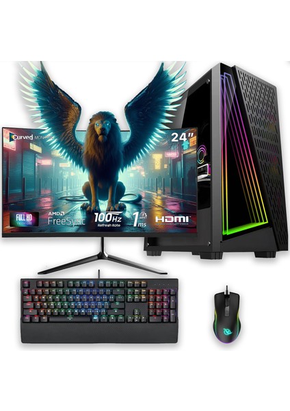 E-Vix Leda I5-10400F 16GB 256GB M.2 Nvme Rx 580 8gb 24" Oyuncu Masaüstü Bilgisayarı