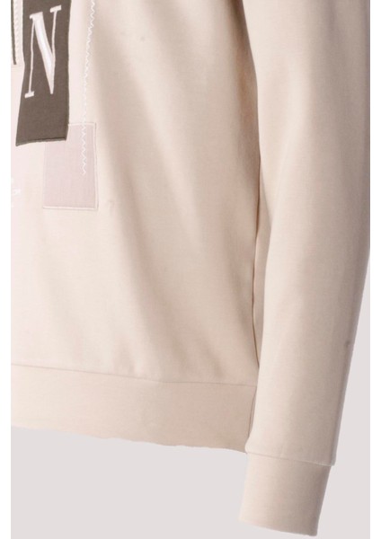 Erkek Sweatshirt Bej Relaxed Fit Double Face N Aplike Sargı Nakış Logo Detaylı Crewneck Ncs Jeans 1649 fırsatları