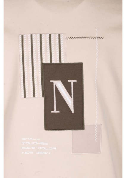 Erkek Sweatshirt Bej Relaxed Fit Double Face N Aplike Sargı Nakış Logo Detaylı Crewneck Ncs Jeans 1649 indirimleri