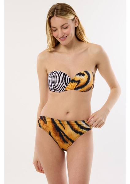 4600 Kaplan Desenli Straplez Bikini Takımı modelleri