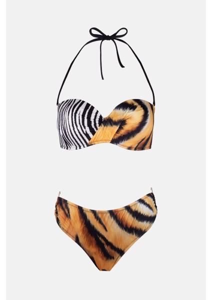 4600 Kaplan Desenli Straplez Bikini Takımı indirimleri