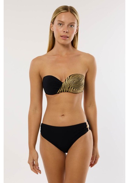 4600 Gold Yaldız Desenli Straplez Bikini Takımı