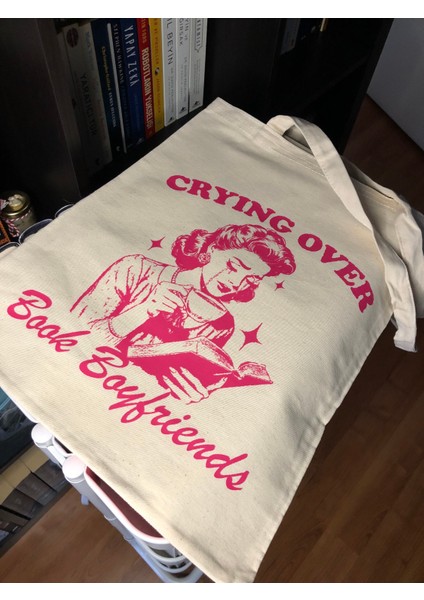 Baskılı Bez Çanta, Kitap Severler Için Tote Bag, Arkadaşa Hediye, Retro Bez Çanta