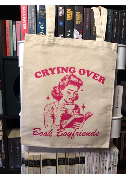 Baskılı Bez Çanta, Kitap Severler Için Tote Bag, Arkadaşa Hediye, Retro Bez Çanta