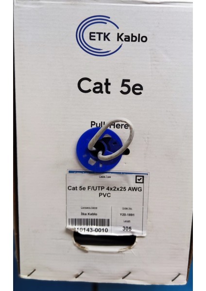 Cat 5e F/utp Pvc 305 mt Kutu %100 Bakır