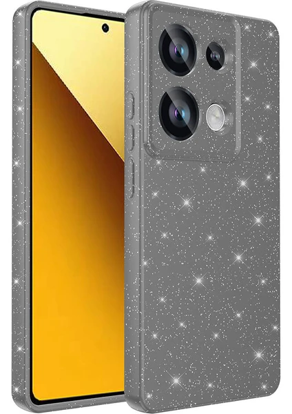 Case 4u Xiaomi Redmi Note 13 Pro 4g Kılıf Kamera Korumalı Simli Lüks Koton Kapak Gri