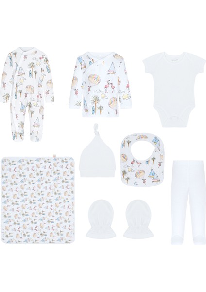 Yeni Doğan Bebek 8 Parça Çok Renkli Unisex Hastane Çıkışı Seti